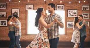 casal dançando dança de salão em movimento dinâmico